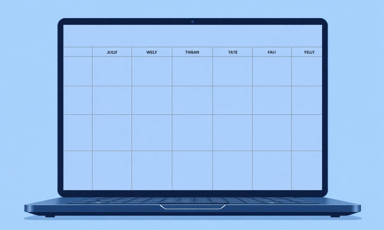 Illustration of a weekly timesheet grid on a laptop screen