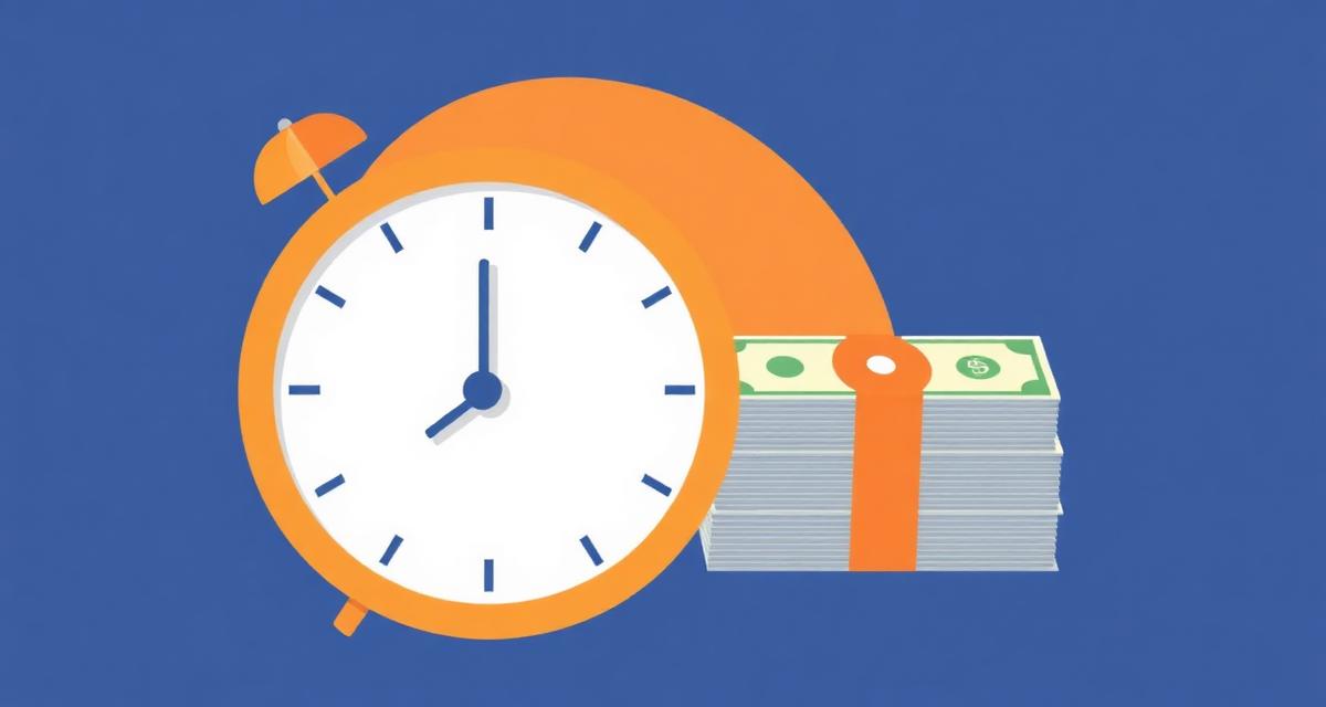 Illustration of an alarm clock next to a stack of cash representing overtime pay